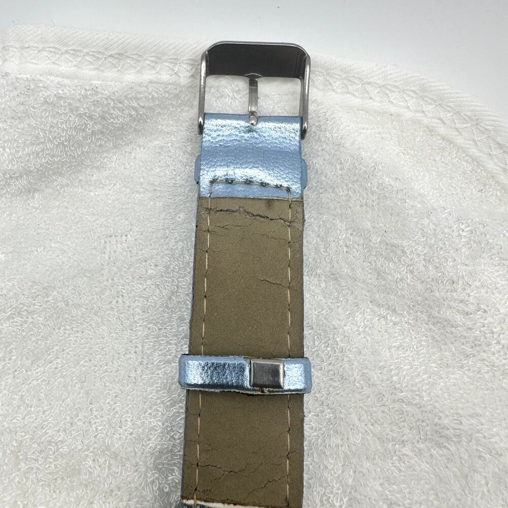 Donna Vivian Quartz Watch Silver Tone Butterfly Case Blue Leather Strap - Picture 5 of 9